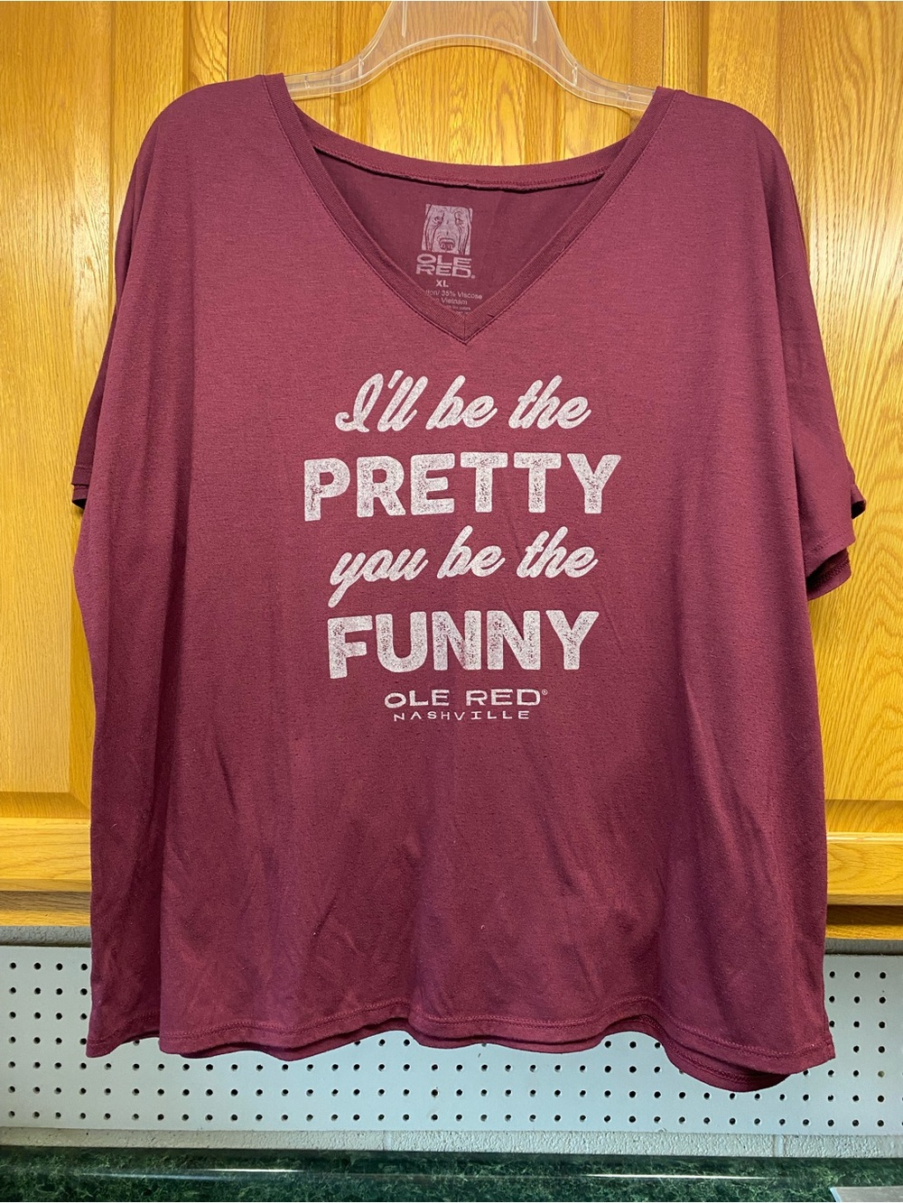 Women's Ole Red Nashville Short Sleeve V-Neck Tee XL, Burgundy, Blake Shelton